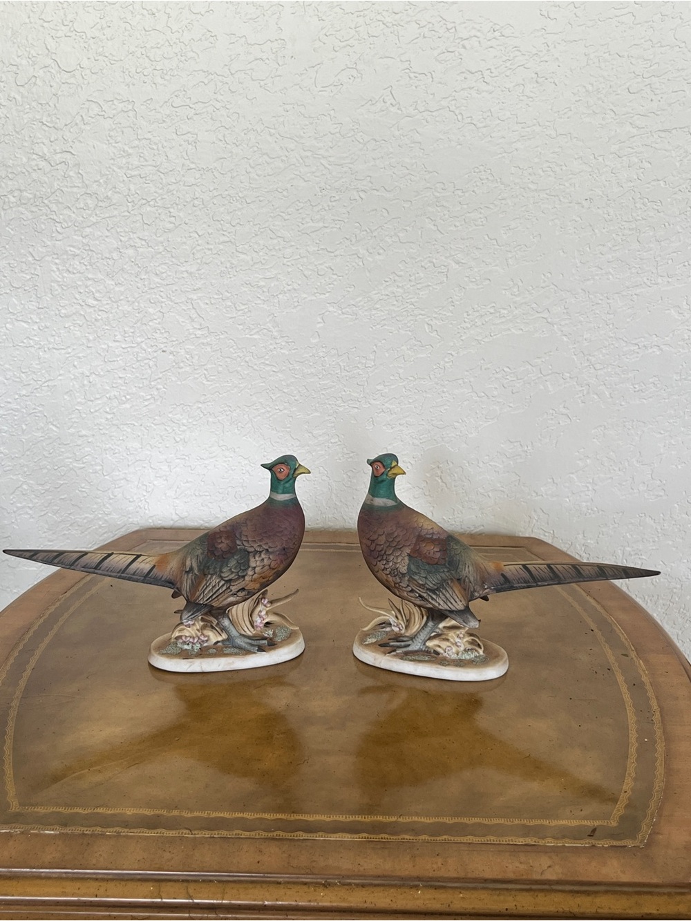 Vintage Lefton KW769 Pheasant Figurines Pair Bisque Porcelain Hand Painted Japan - Picture 2 of 10